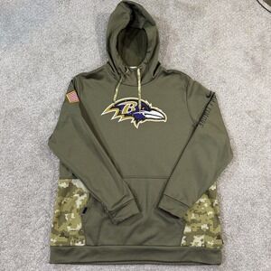 Nike Therma Fit Ravens Salute To Service Hoodie XL Camo NFL USA On Field Swoosh